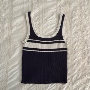 Navy and White Striped Women's Tank Top